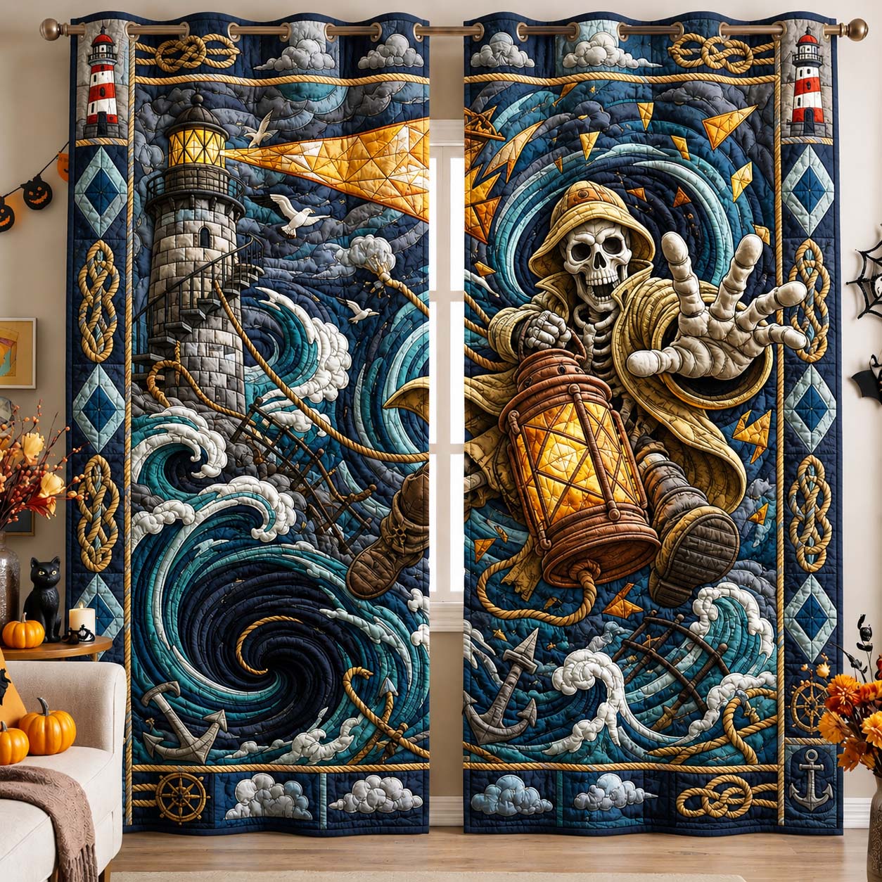Lighthouse Vortex Quilted Curtains GDTONTD1580