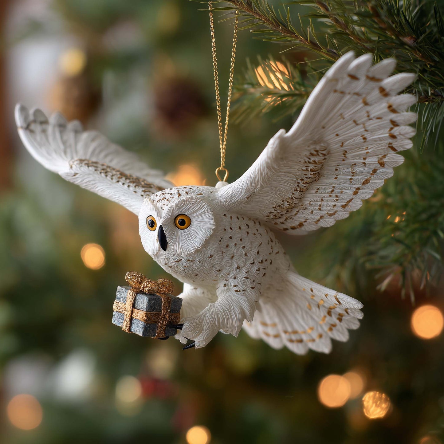Snowy Winter Owl Christmas Mica Ornament GFSPHD47