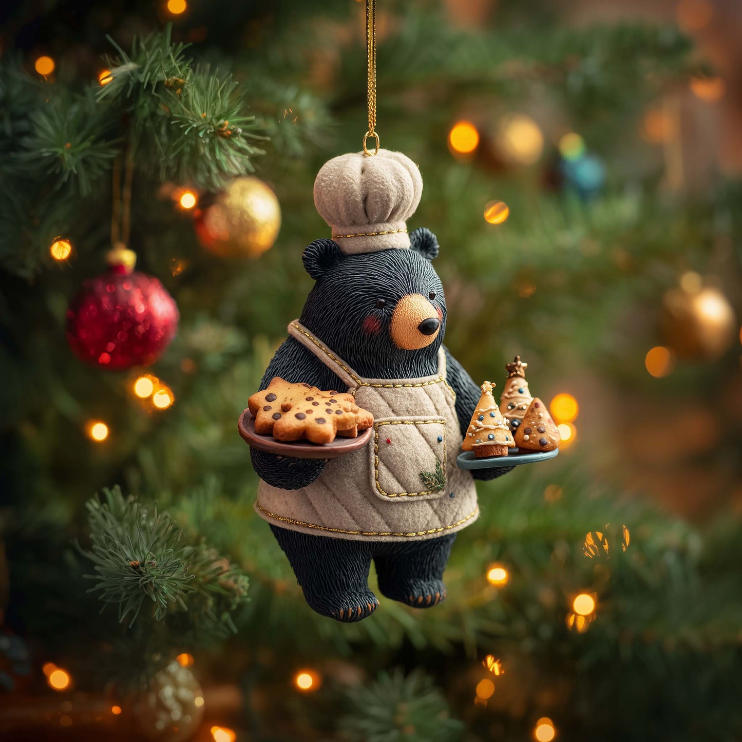 Forest Baker Bear Christmas Mica Ornament GFSPHD53