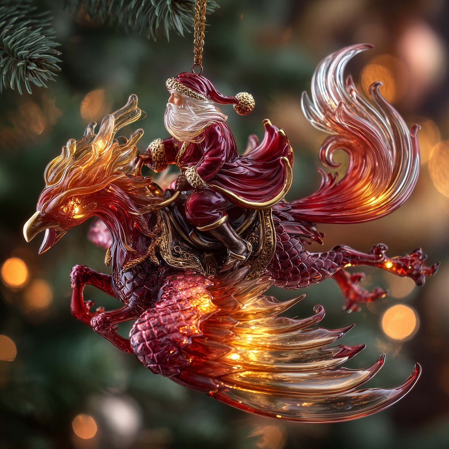 Phoenix Rider Santa Christmas Mica Ornament GFSPHD68