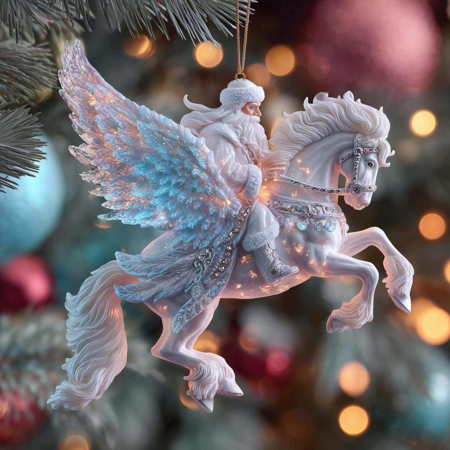 Pegasus Sky Santa Christmas Mica Ornament GFSPHD73