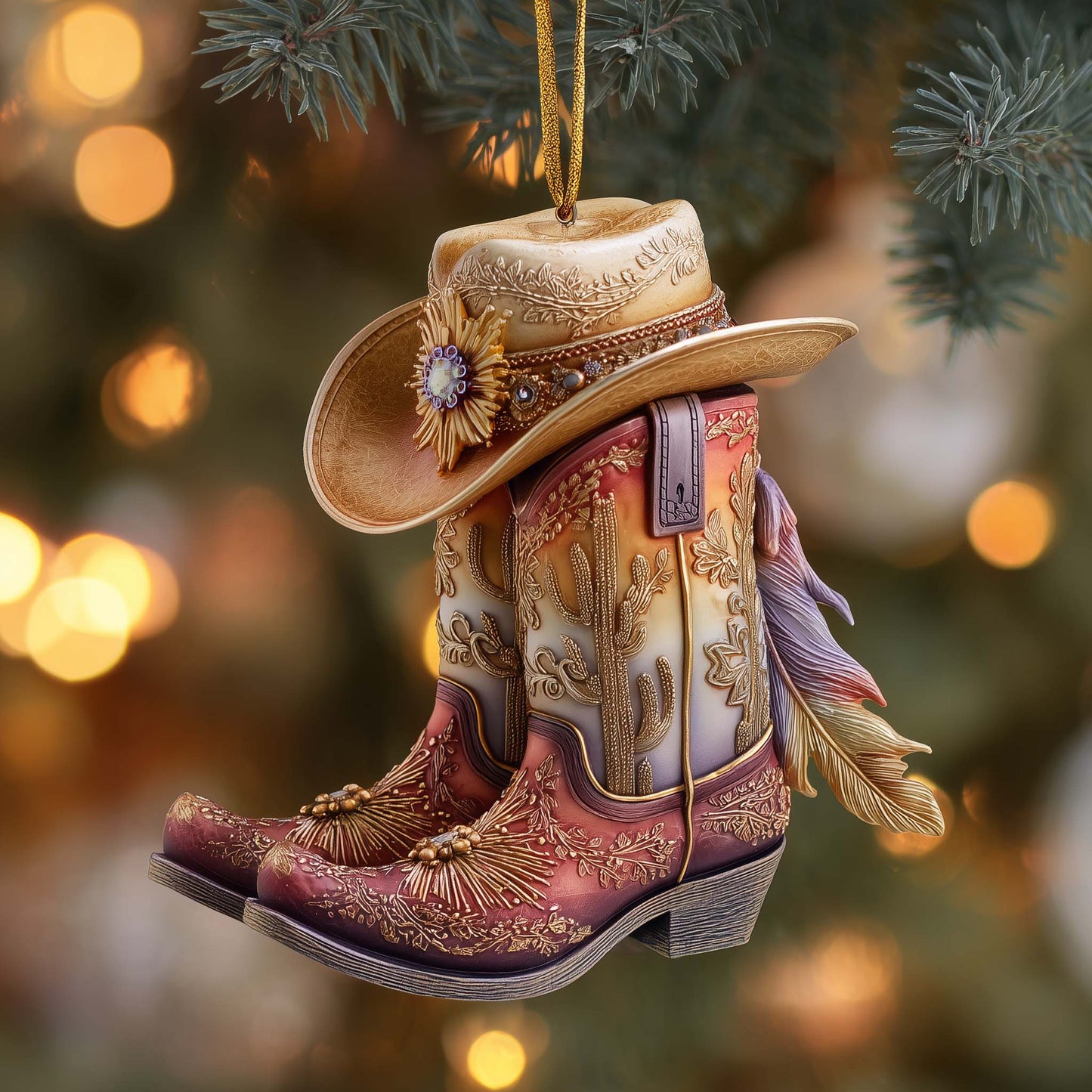 Christmas Mica Cowboy Boots Christmas Mica Ornament GFSPHD75