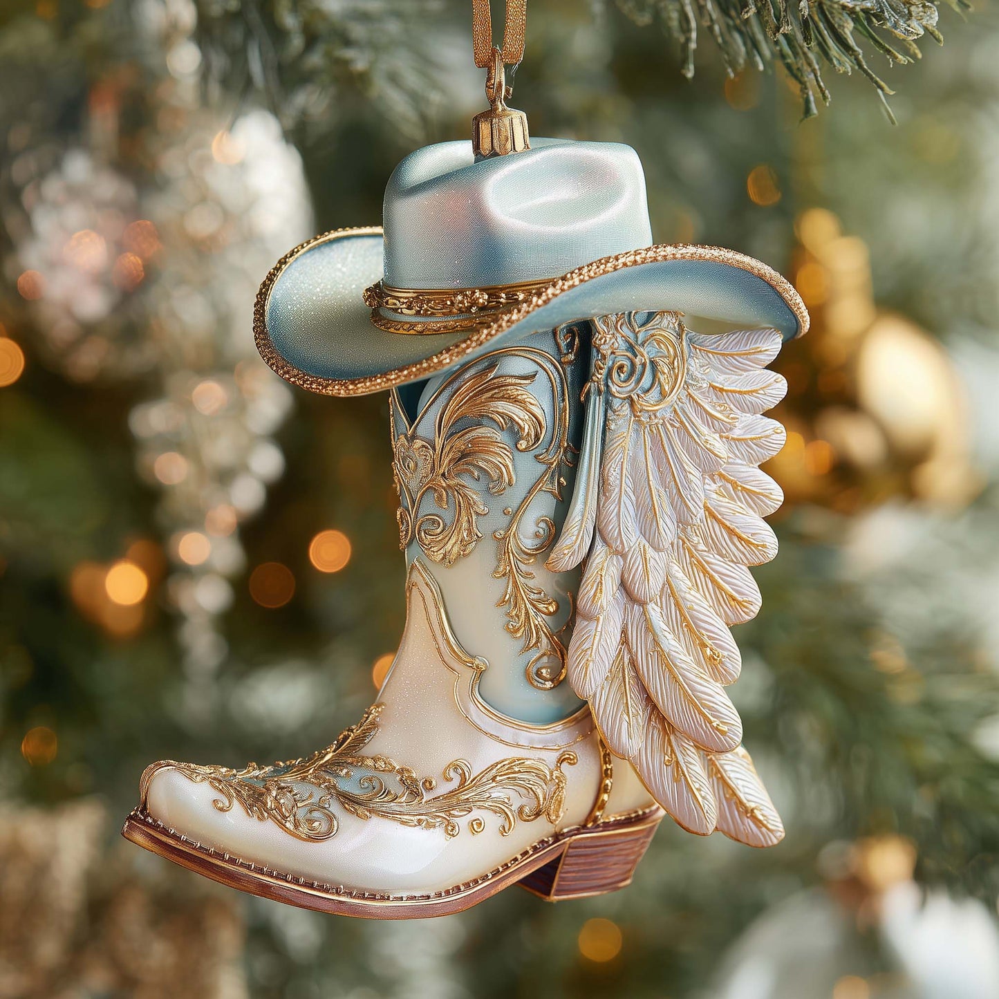 Christmas Mica Cowboy Boots Christmas Mica Ornament GFSPHD81
