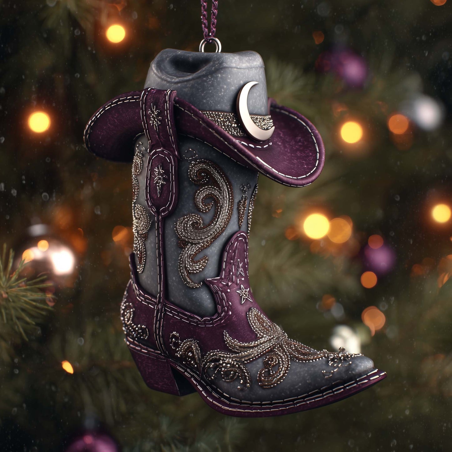 Christmas Mica Cowboy Boots Christmas Mica Ornament GFSPHD84