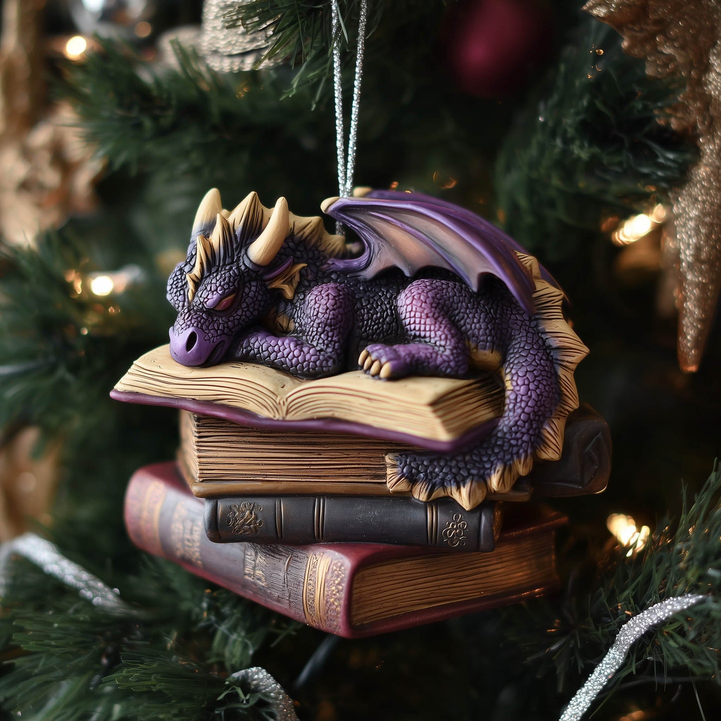 Bookish Dragon Christmas Mica Ornament GFSPNT123
