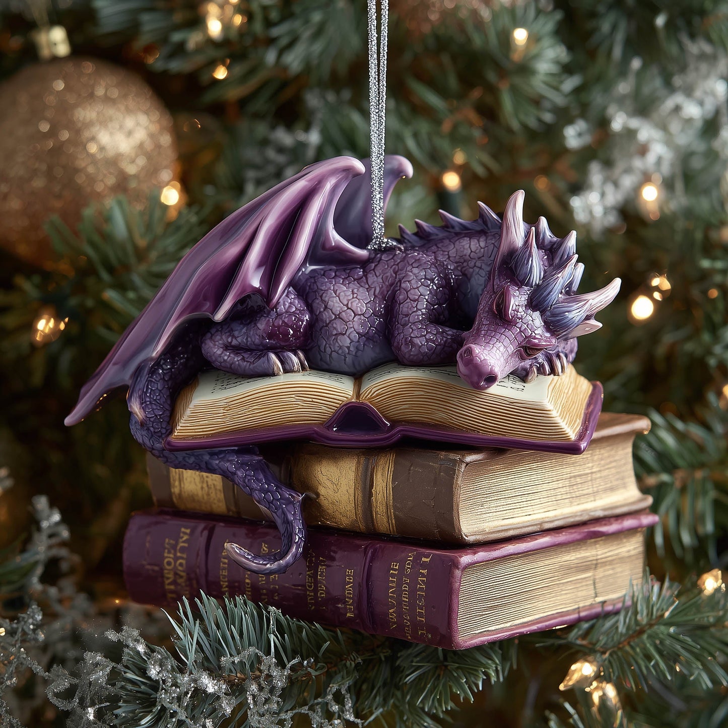 Bookish Dragon Christmas Mica Ornament GFSPNT124