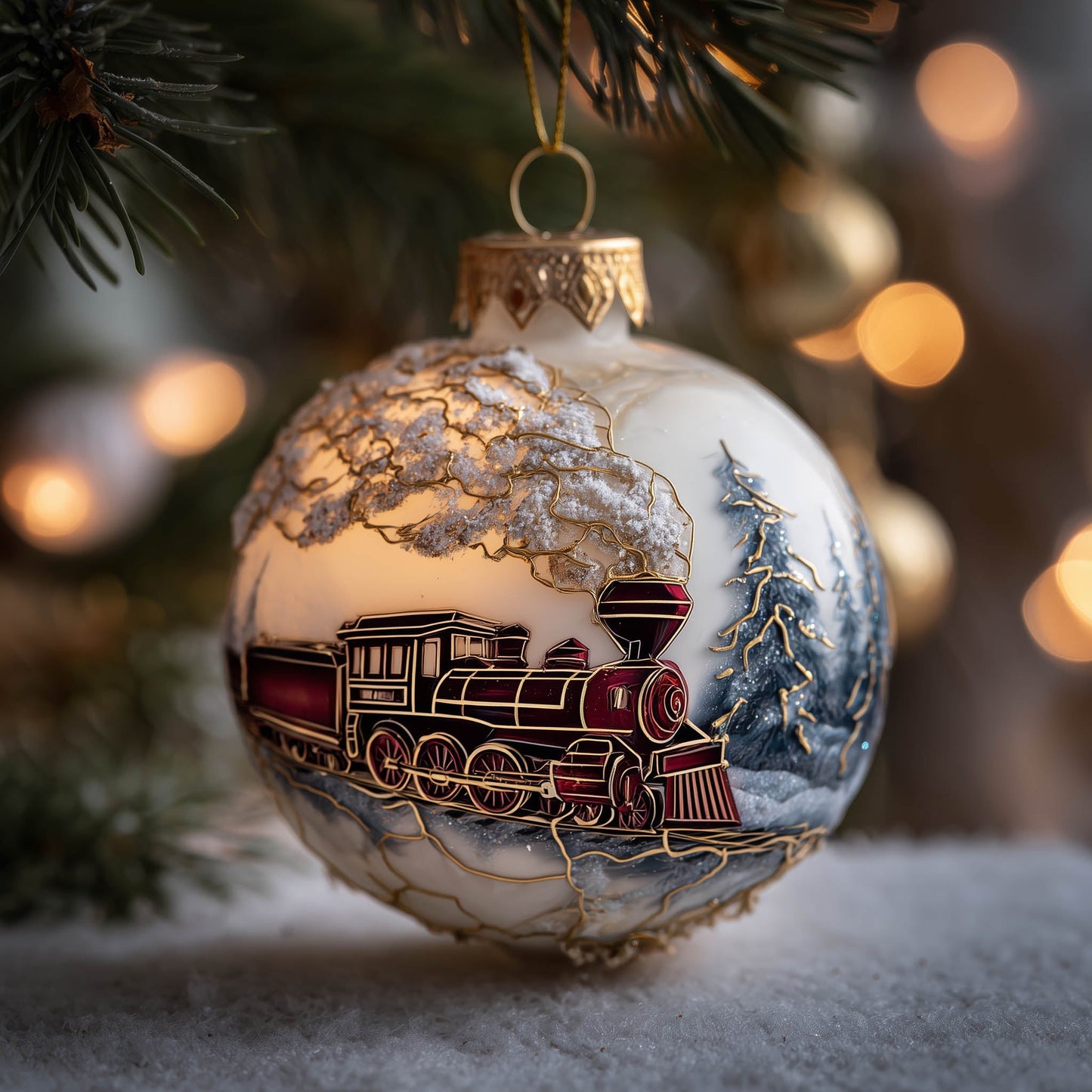 Golden Railway Christmas Mica Ornament GFSPNT141