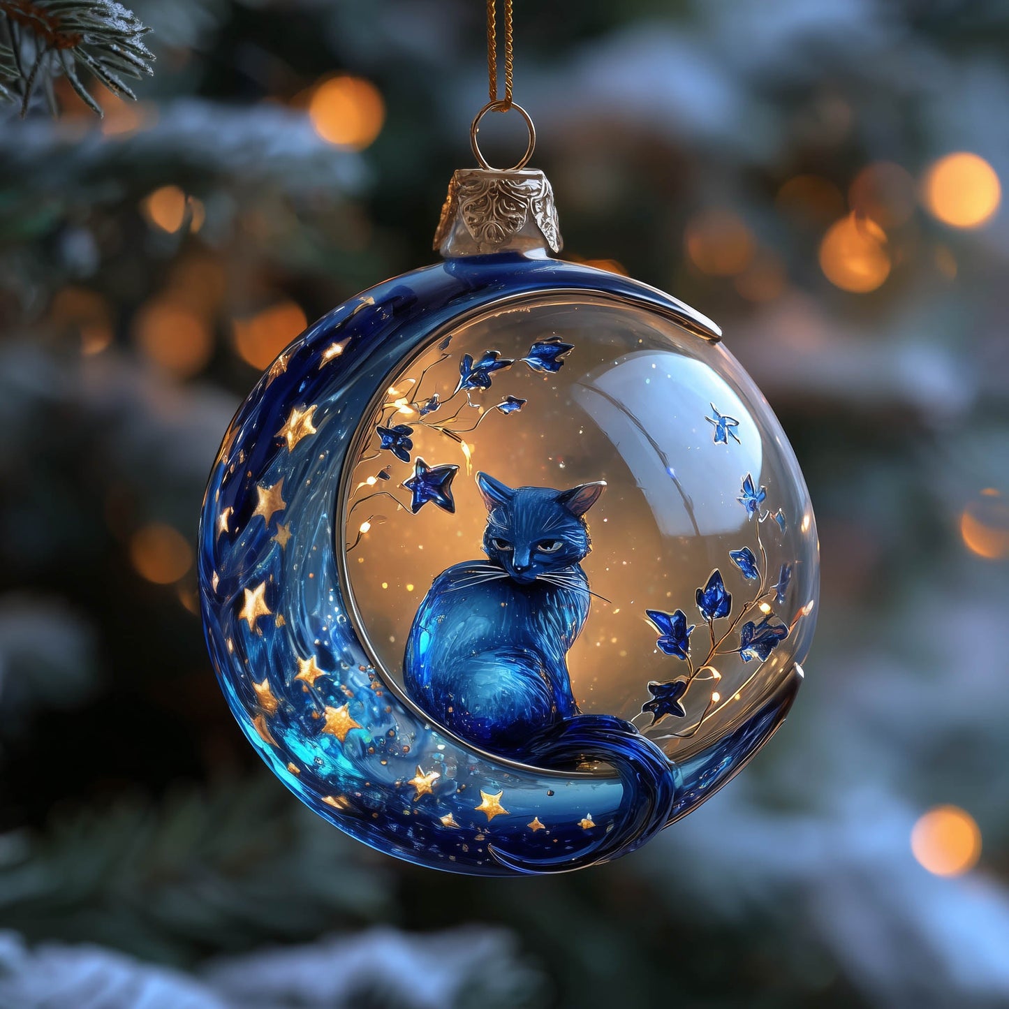 Elegant Cat Christmas Mica Ornament GFSPNT158