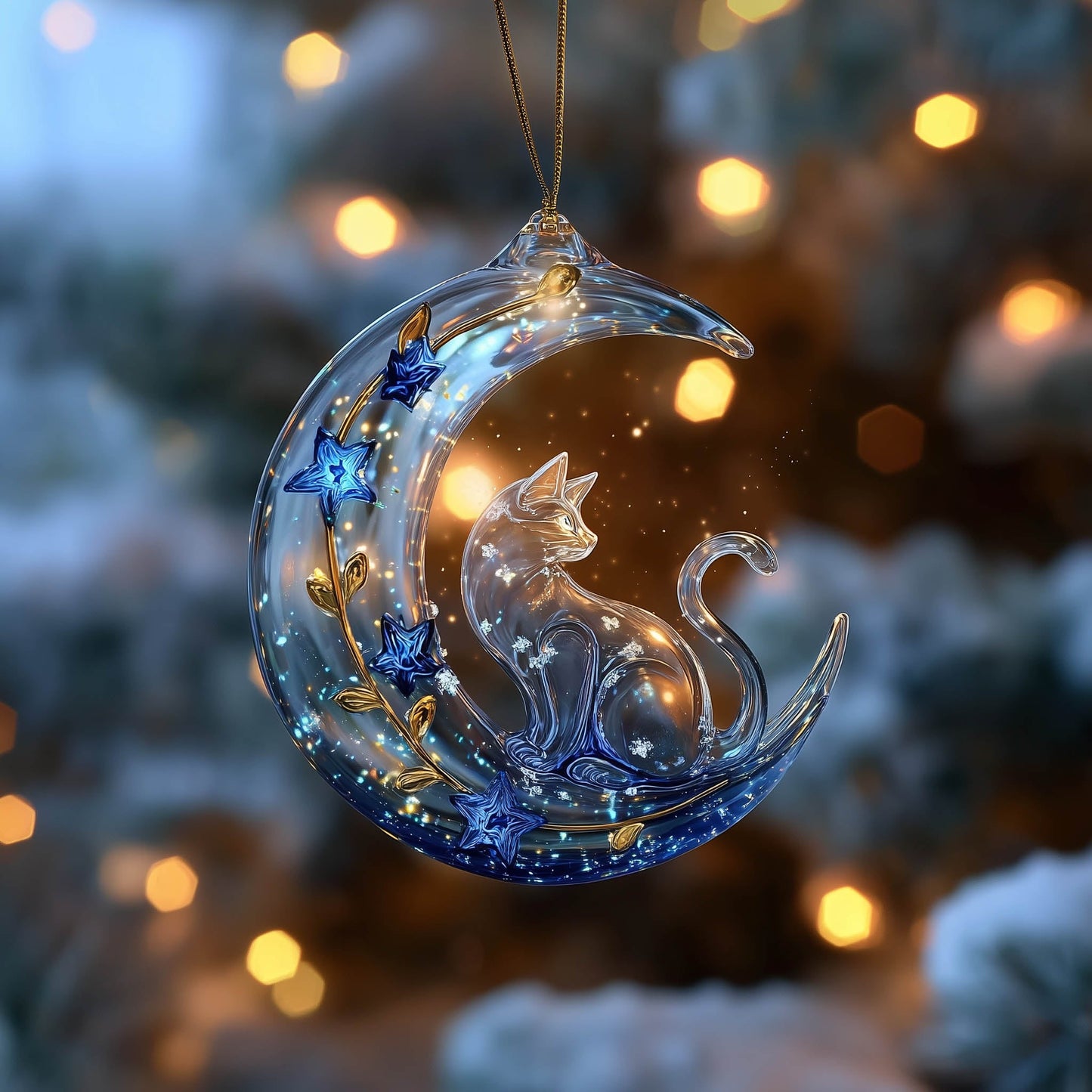 Elegant Cat Christmas Mica Ornament GFSPNT159