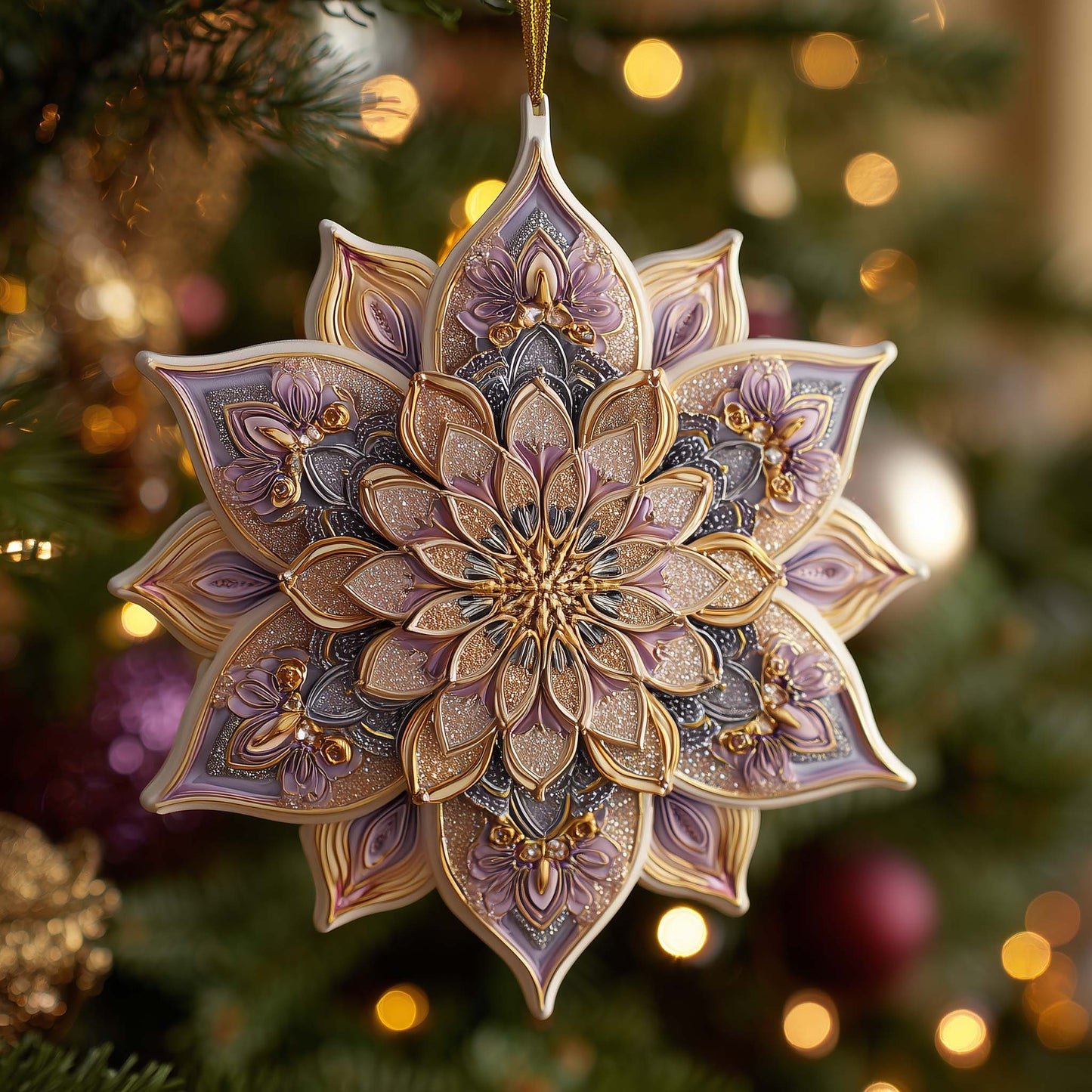 Majestic Mandala Bloom Christmas Mica Ornament GFSPQA10