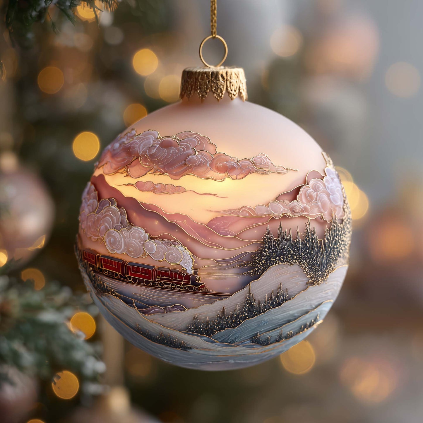 Winter Sunrise Panorama Christmas Mica Ornament GFSPQA115
