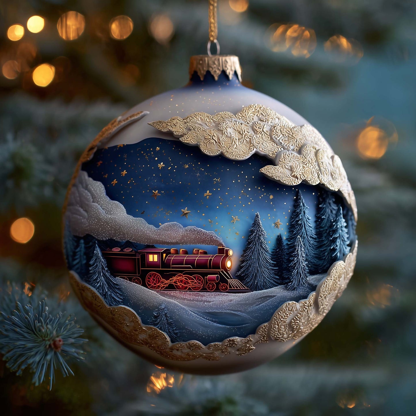 Starry Midnight Express Christmas Mica Ornament GFSPQA121