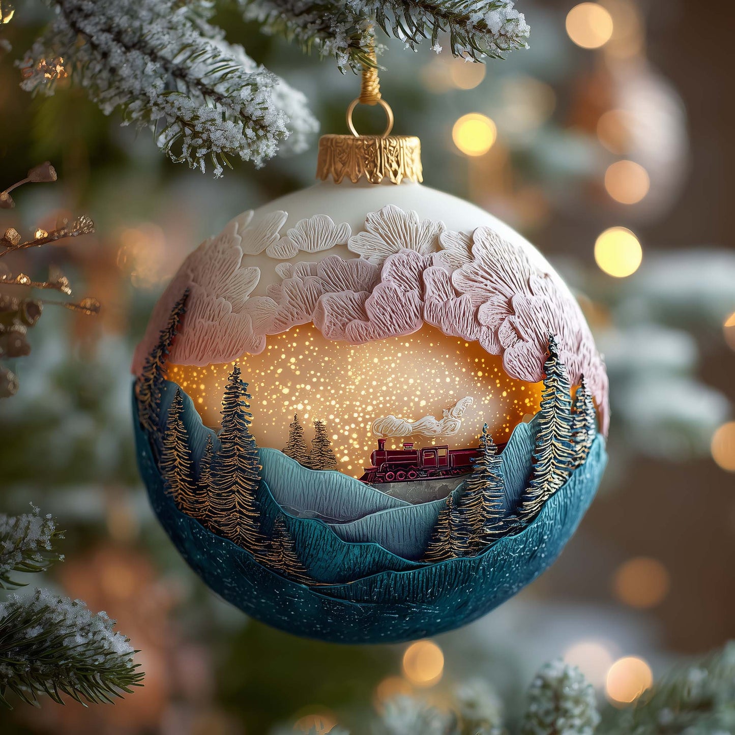 Festive Glow Express Christmas Mica Ornament GFSPQA123