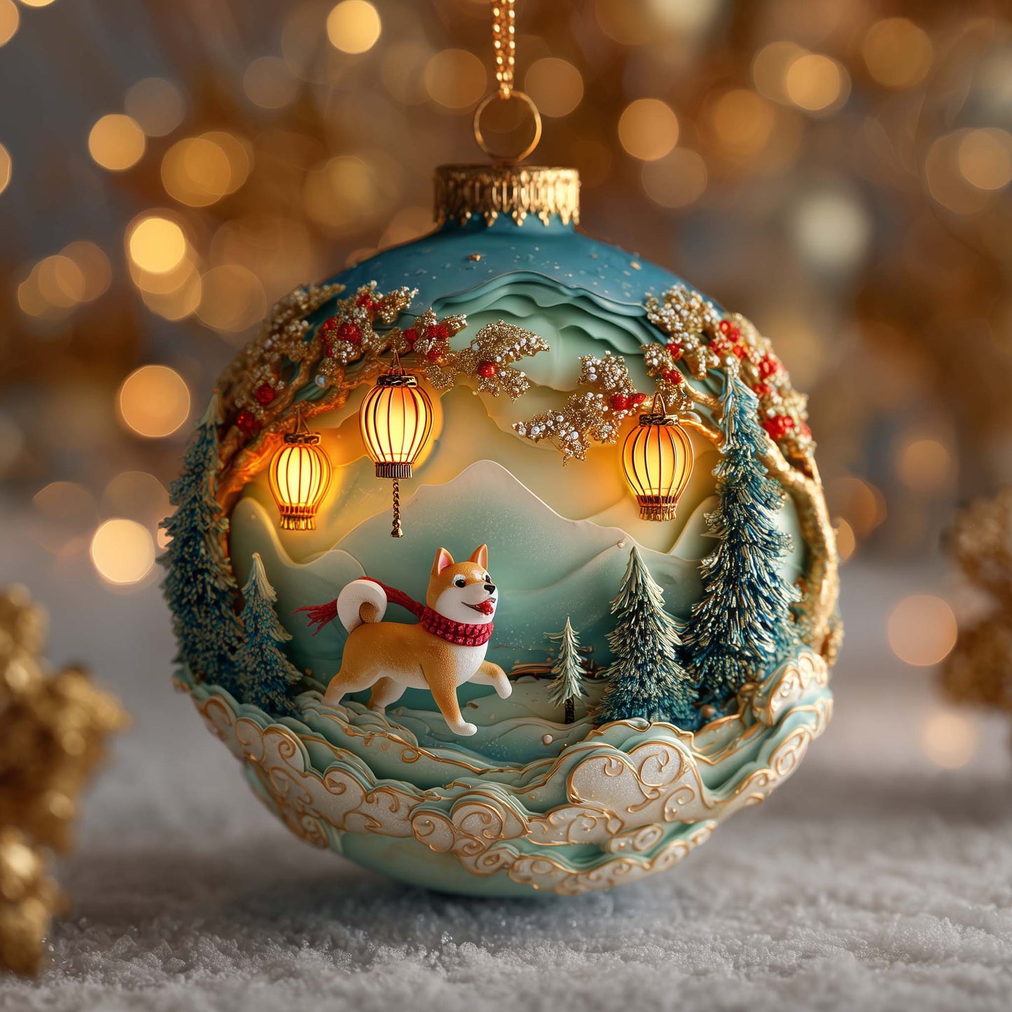 Magical Shiba Christmas Mica Ornament GFSPQA133