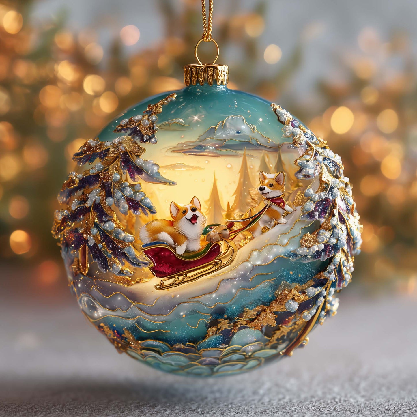 Playful Corgi Christmas Mica Ornament GFSPQA137