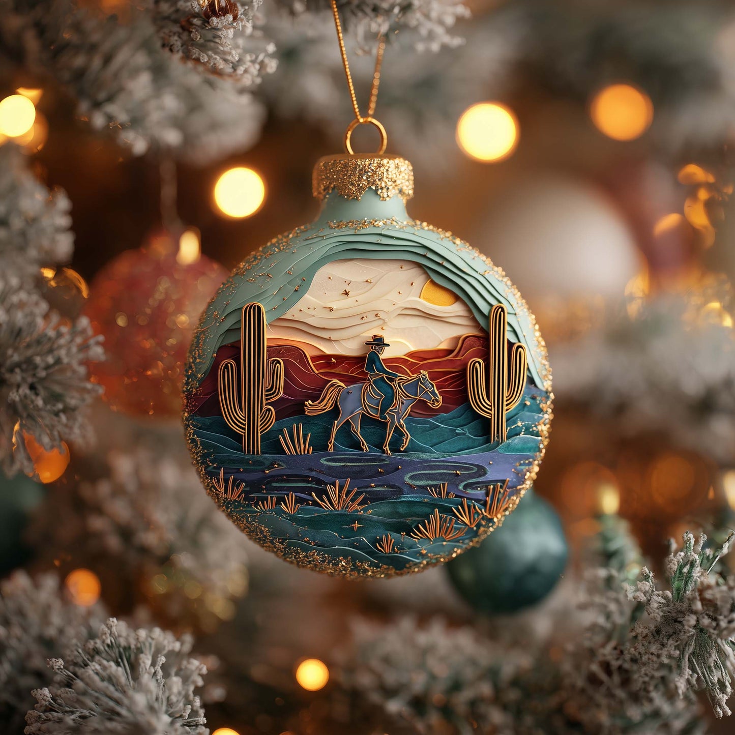 Western Cowboy Christmas Mica Ornament GFSPQA143