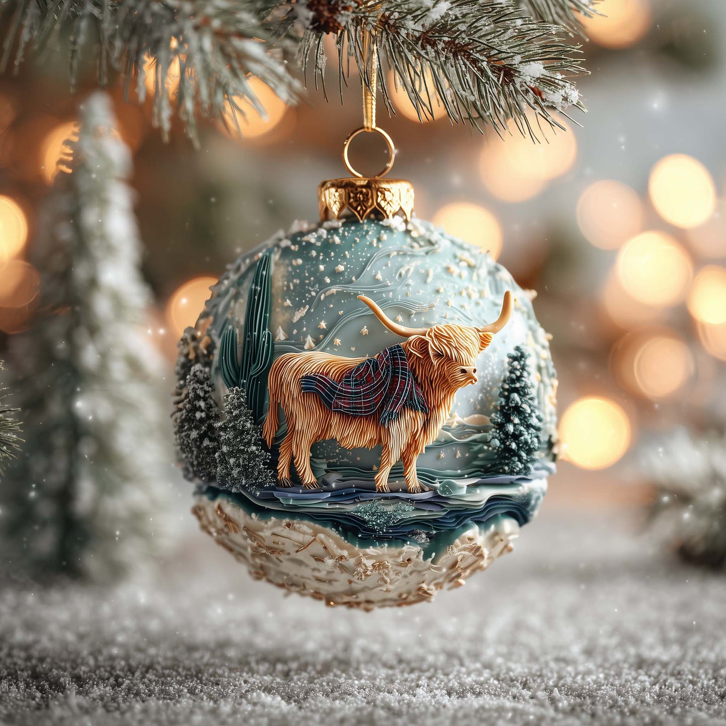 Highland Cow Christmas Mica Ornament GFSPQA145