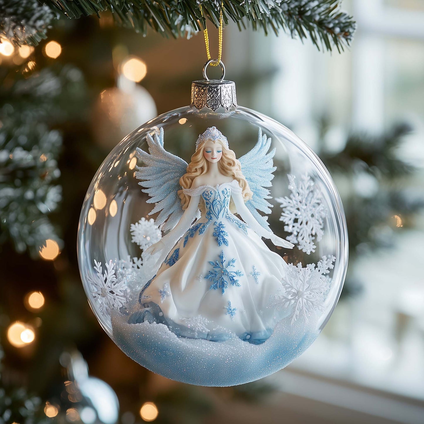 Festive Angel Christmas Mica Ornament GFSPQA196
