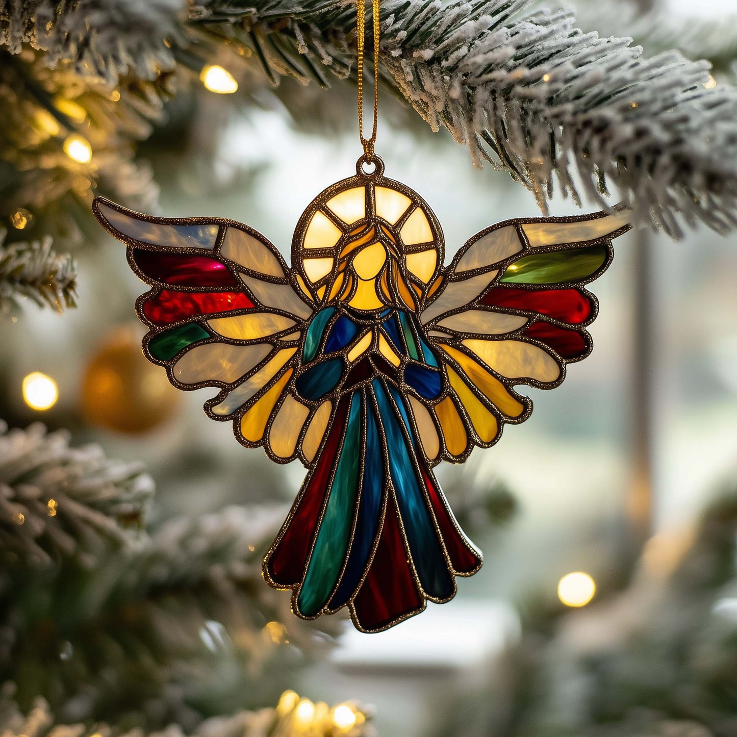 Festive Angel Christmas Mica Ornament GFSPQA200