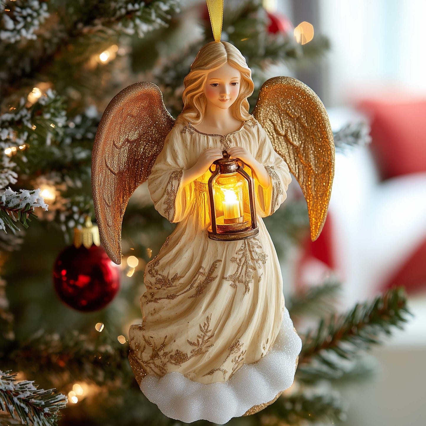 Festive Angel Christmas Mica Ornament GFSPQA203