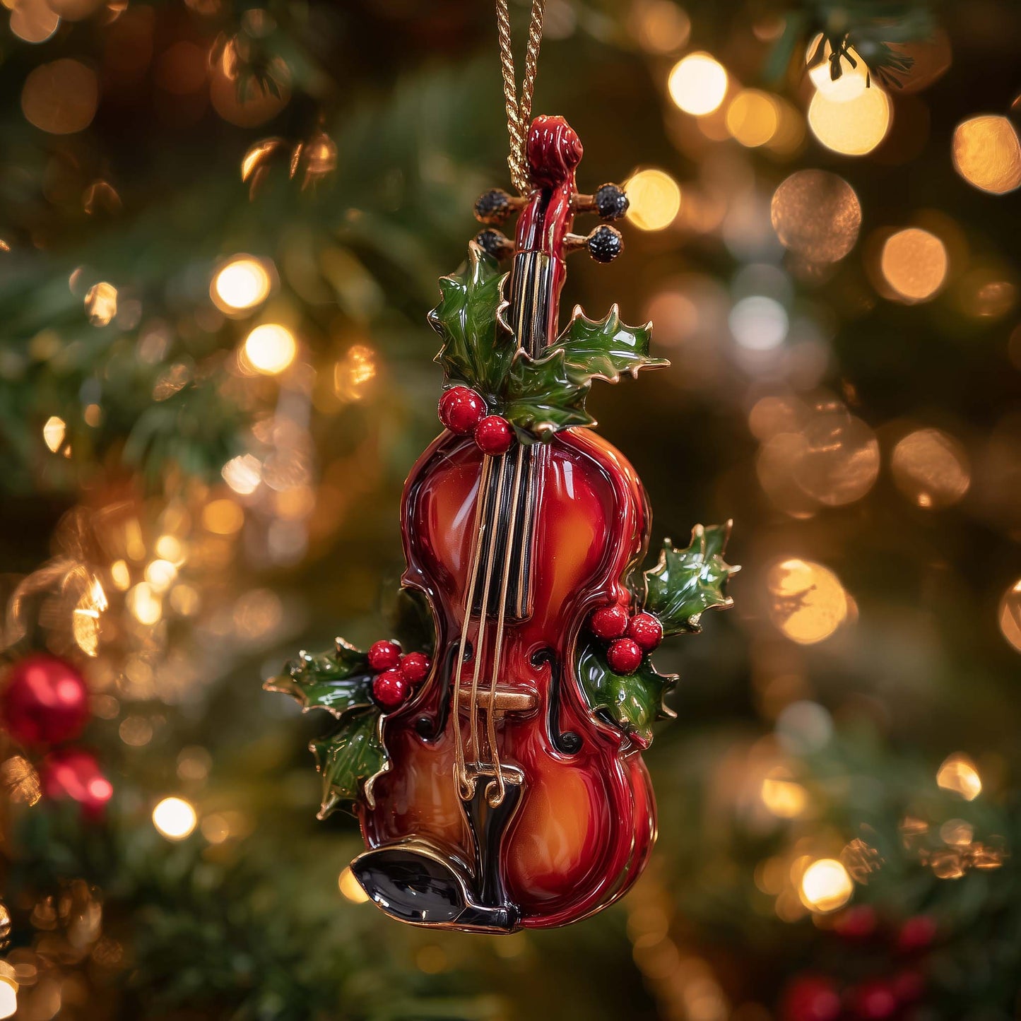 Holly Harmony Christmas Mica Ornament GFSPQA208