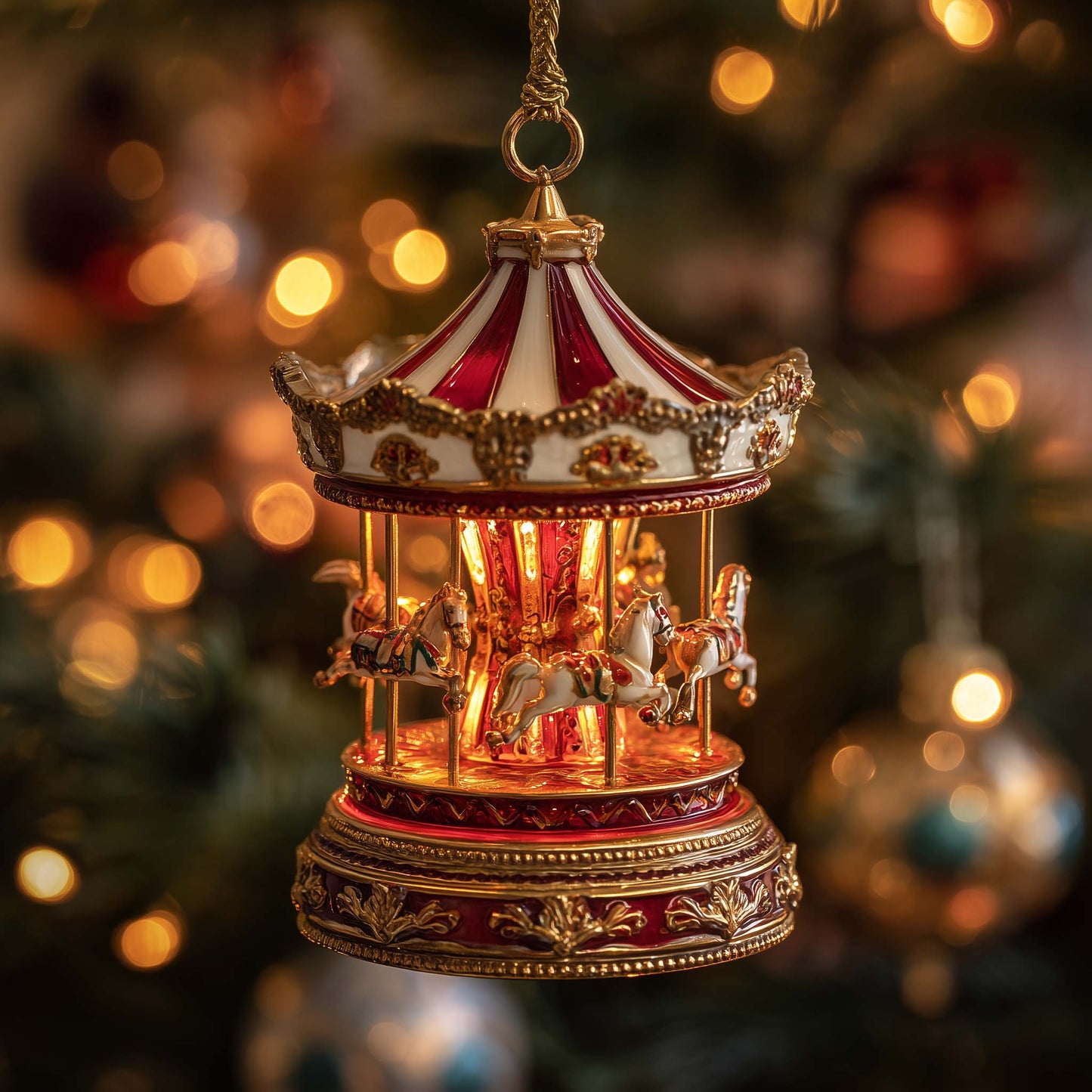 Merry Carousel Lights Christmas Mica Ornament GFSPQA26