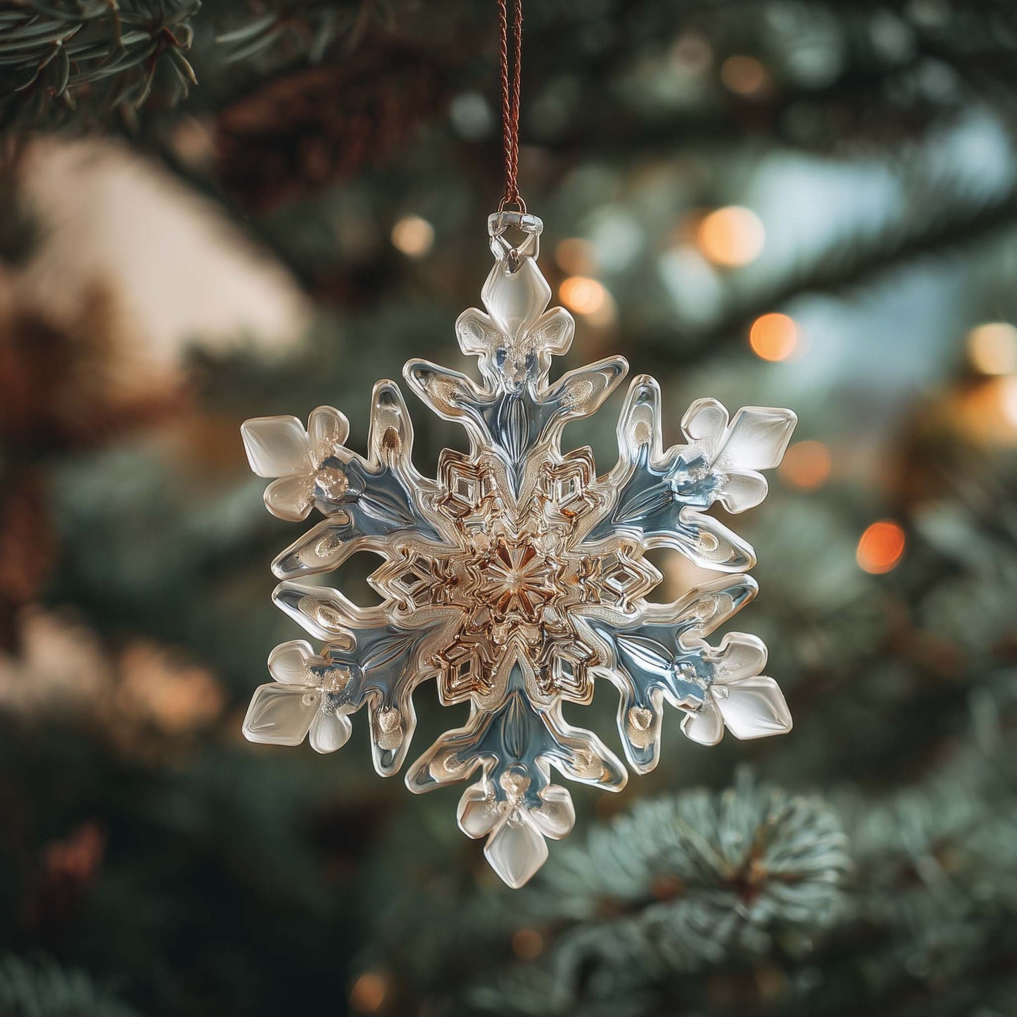 Crystal Frost Bloom Christmas Mica Ornament GFSPQA32