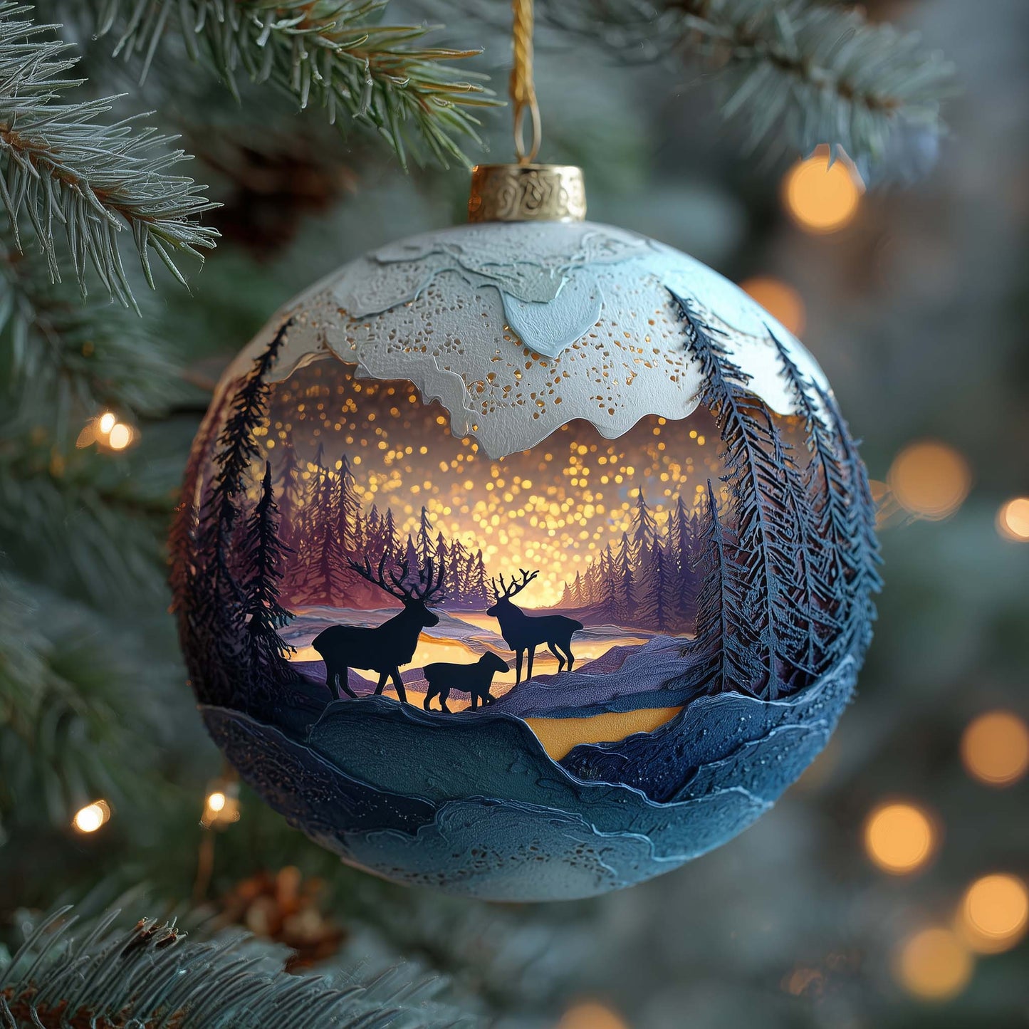 Enchanted Reindeer Valley Christmas Mica Ornament GFSPQA39