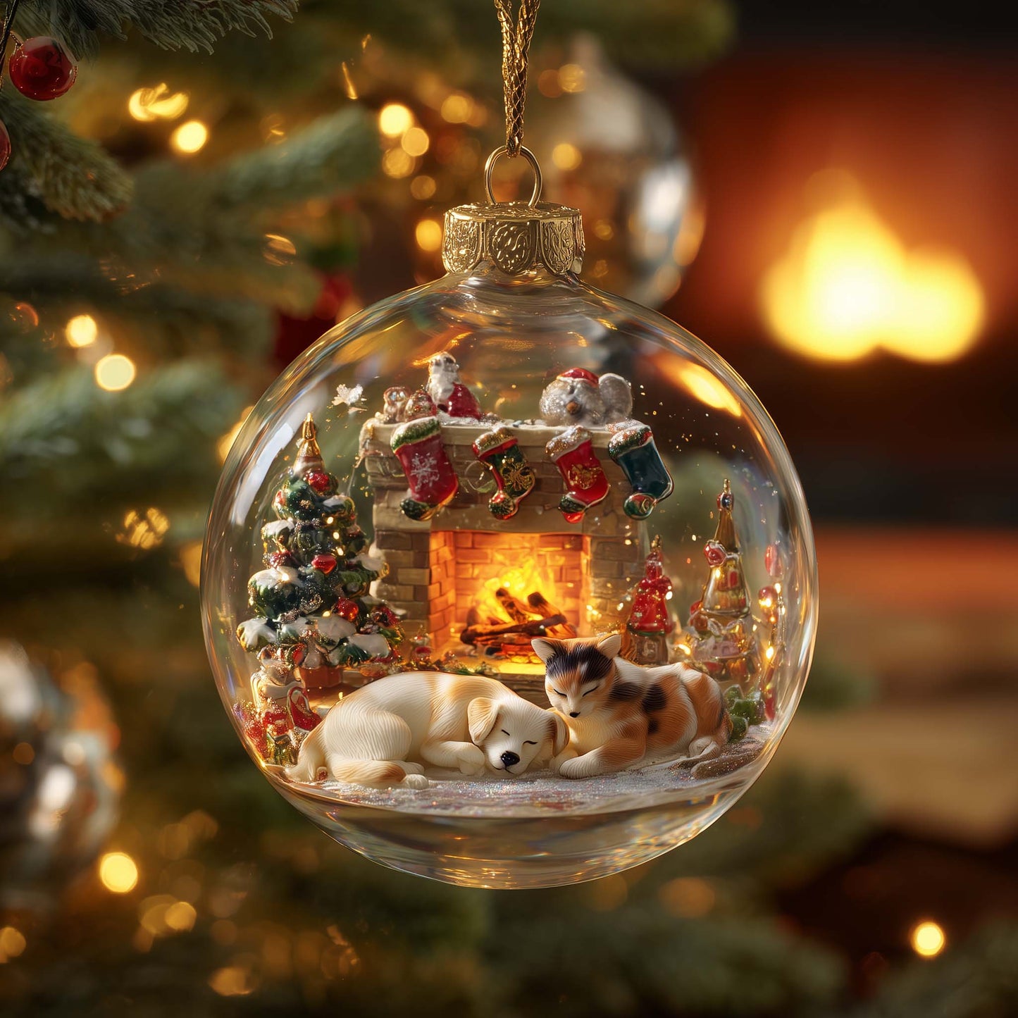 Fireside Pets Dreaming Christmas Mica Ornament GFSPQA55