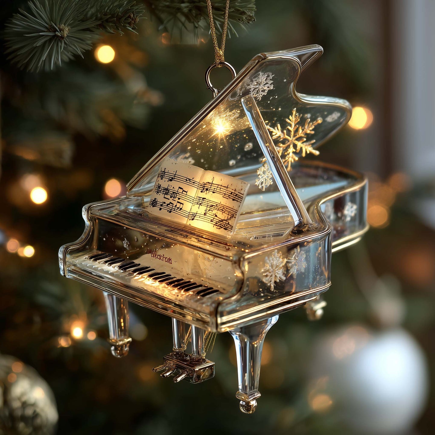 Crystal Grand Piano Christmas Mica Ornament GFSPQA58