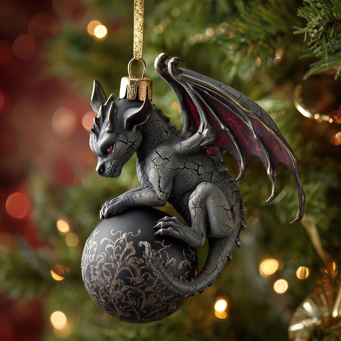 Midnight Gargoyle Christmas Mica Ornament GFSPQA86