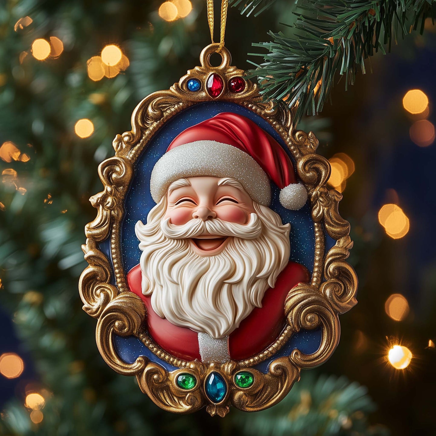 Framed Santa Christmas Mica Ornament GFSPQM01