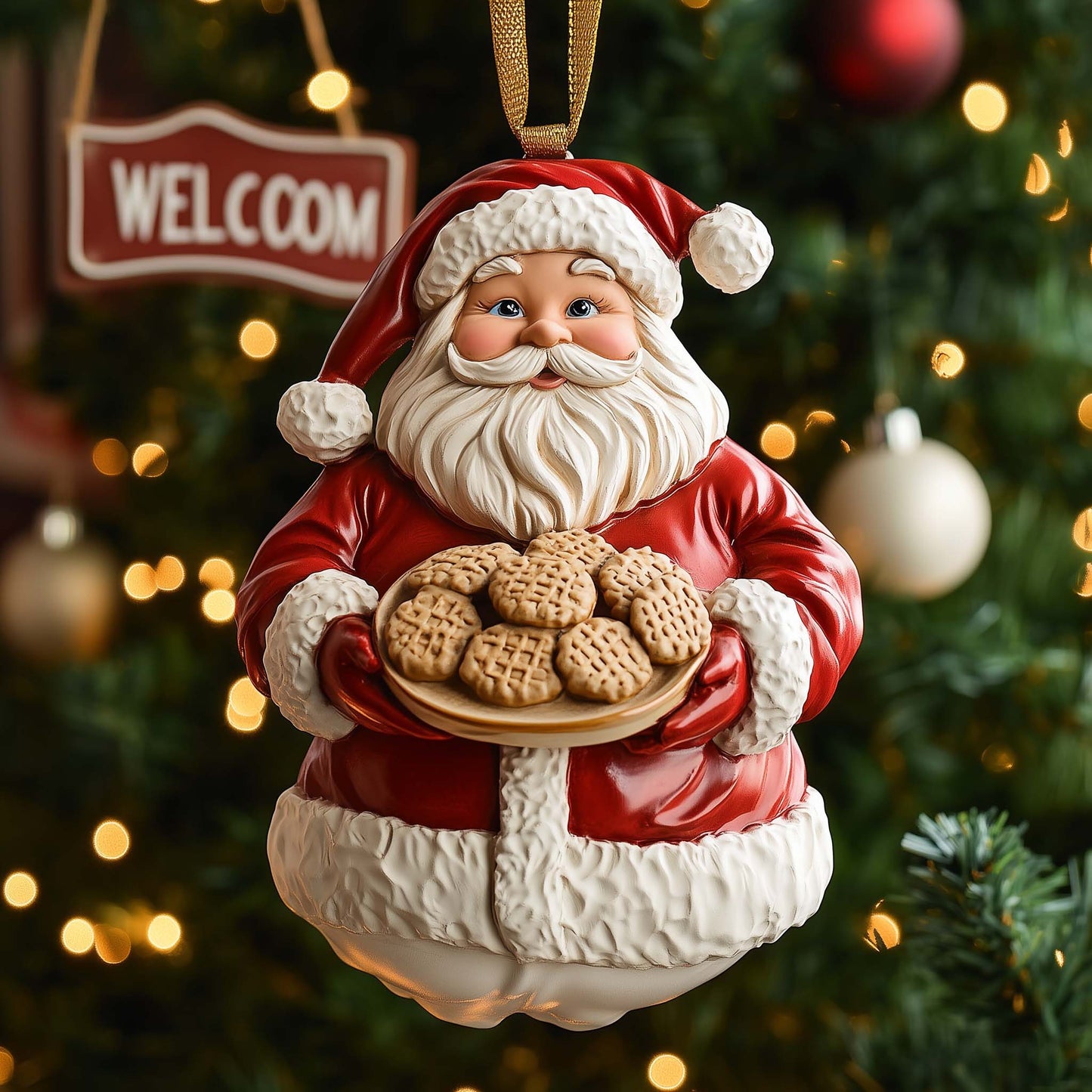 Cookie Santa Christmas Mica Ornament GFSPQM03