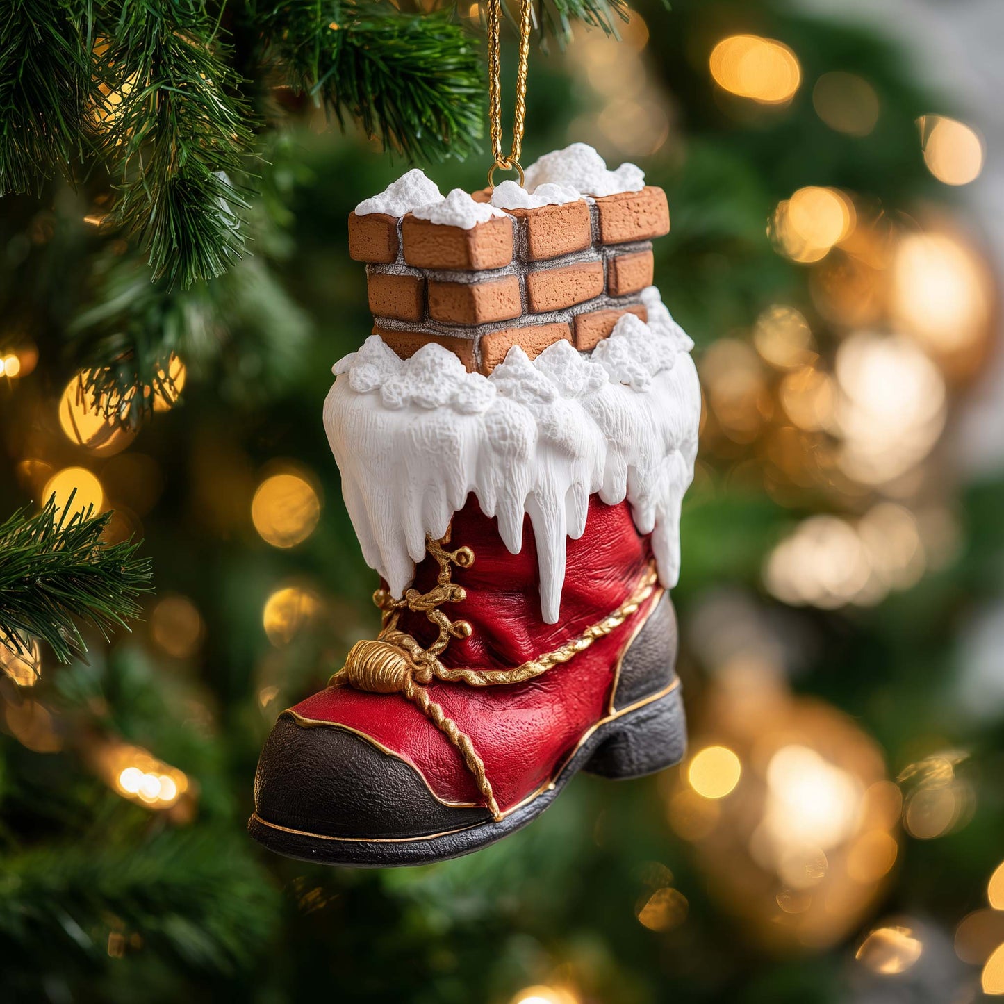 Chimney Boot Christmas Mica Ornament GFSPQM05