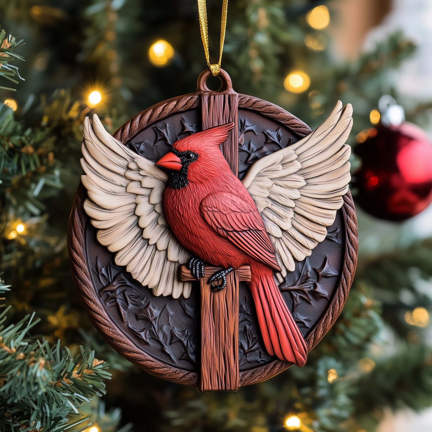 Angel Cardinal Christmas Mica Ornament GFSPQM103
