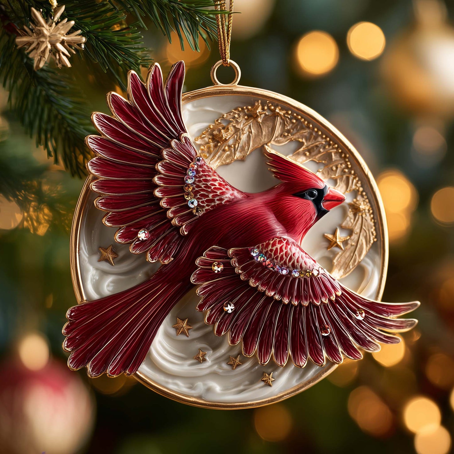 Flying Cardinal Christmas Mica Ornament GFSPQM117