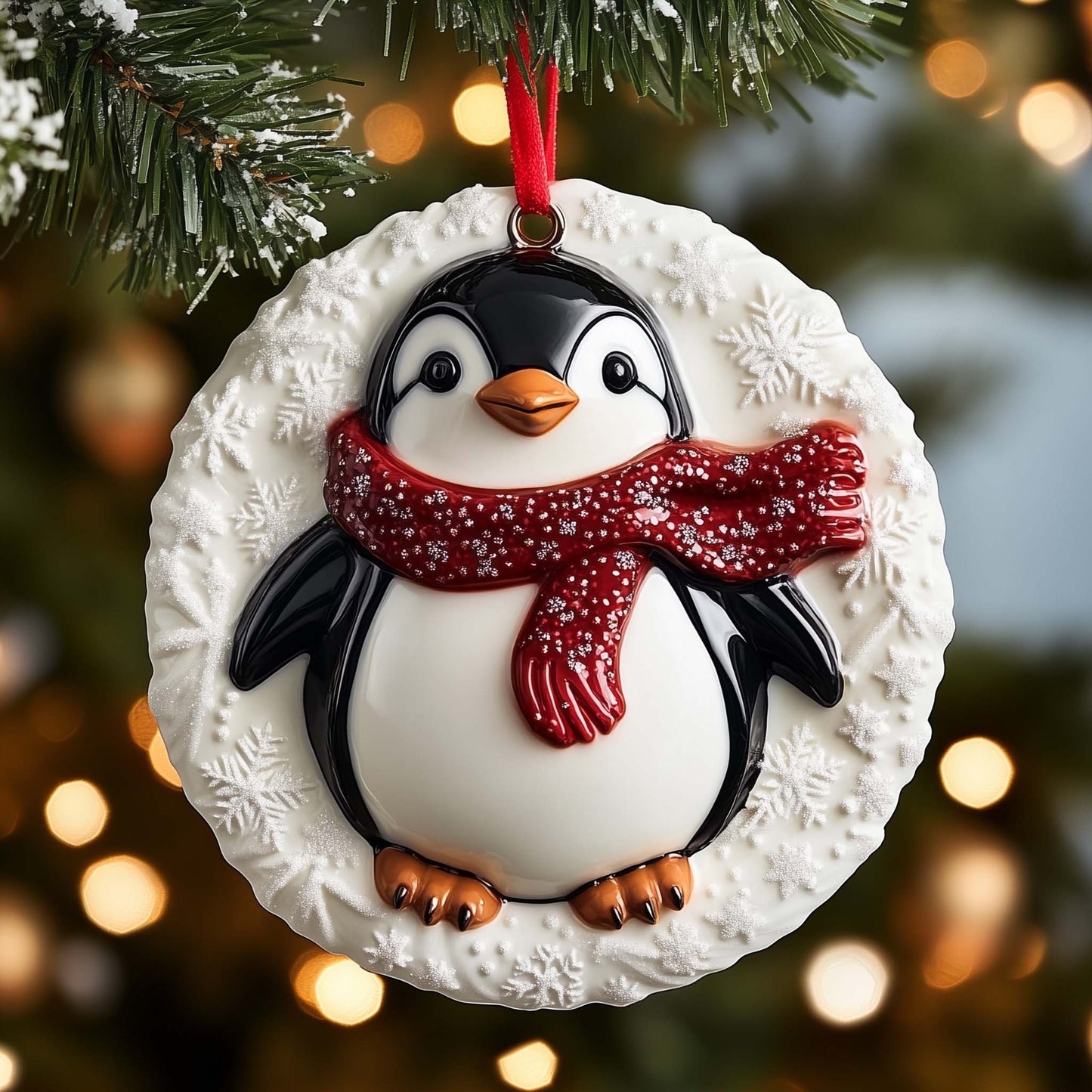 Scarf Penguin Christmas Mica Ornament GFSPQM126