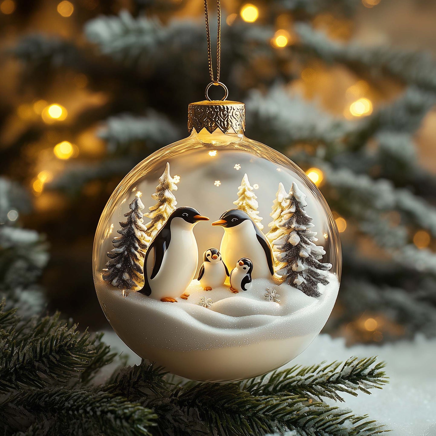 Penguin Globe Christmas Mica Ornament GFSPQM127