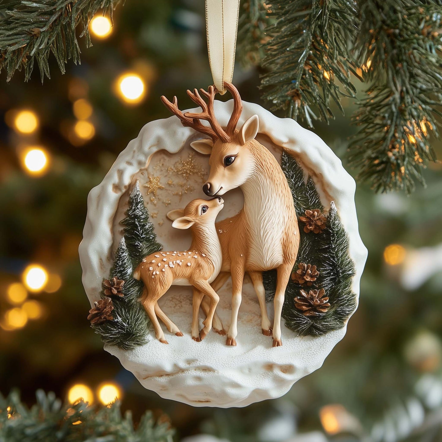 Deer Fawn Christmas Mica Ornament GFSPQM13