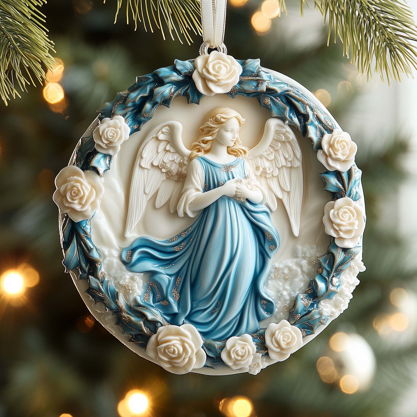 Rose Angel Christmas Mica Ornament GFSPQM152