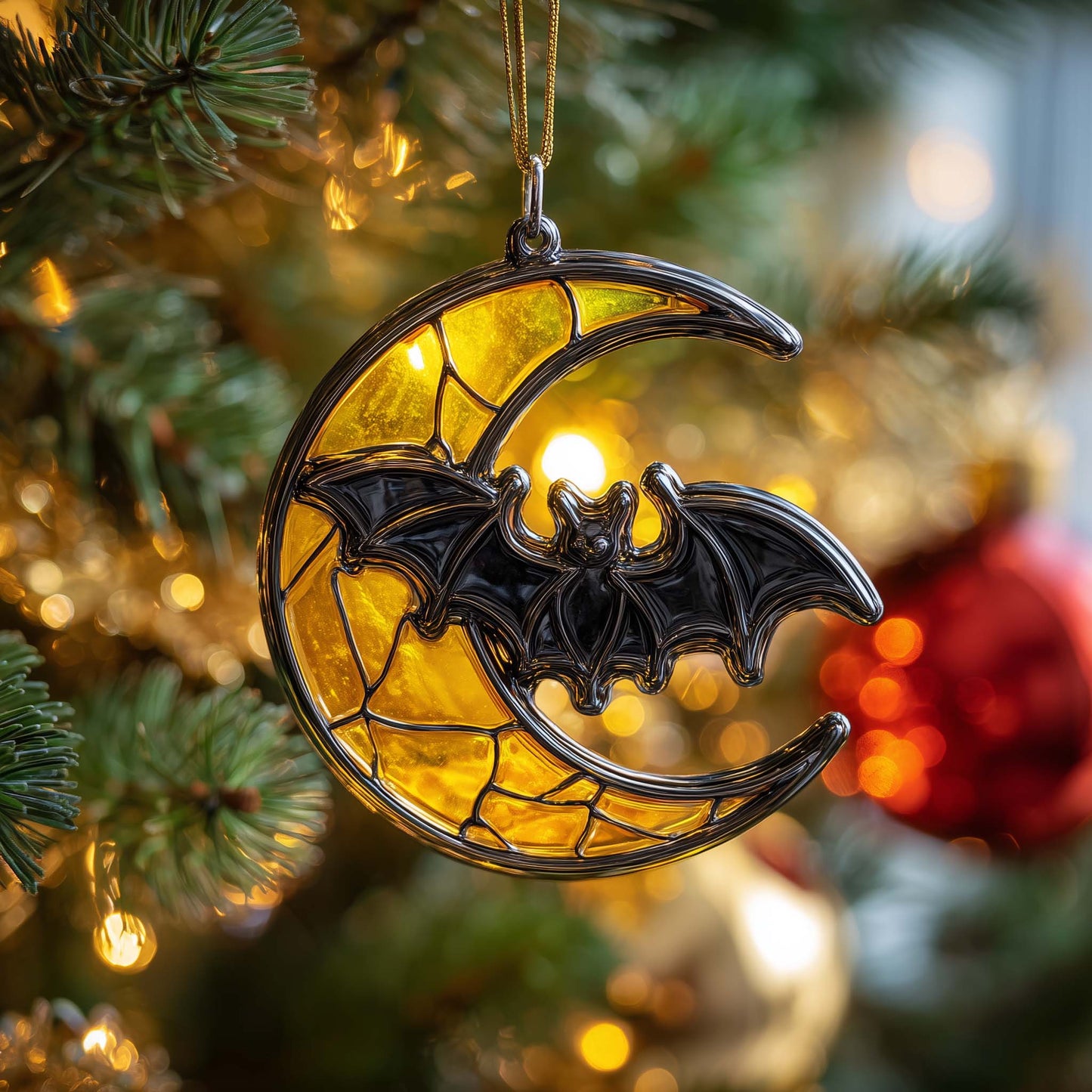 Moon Bat Christmas Mica Ornament GFSPQM175