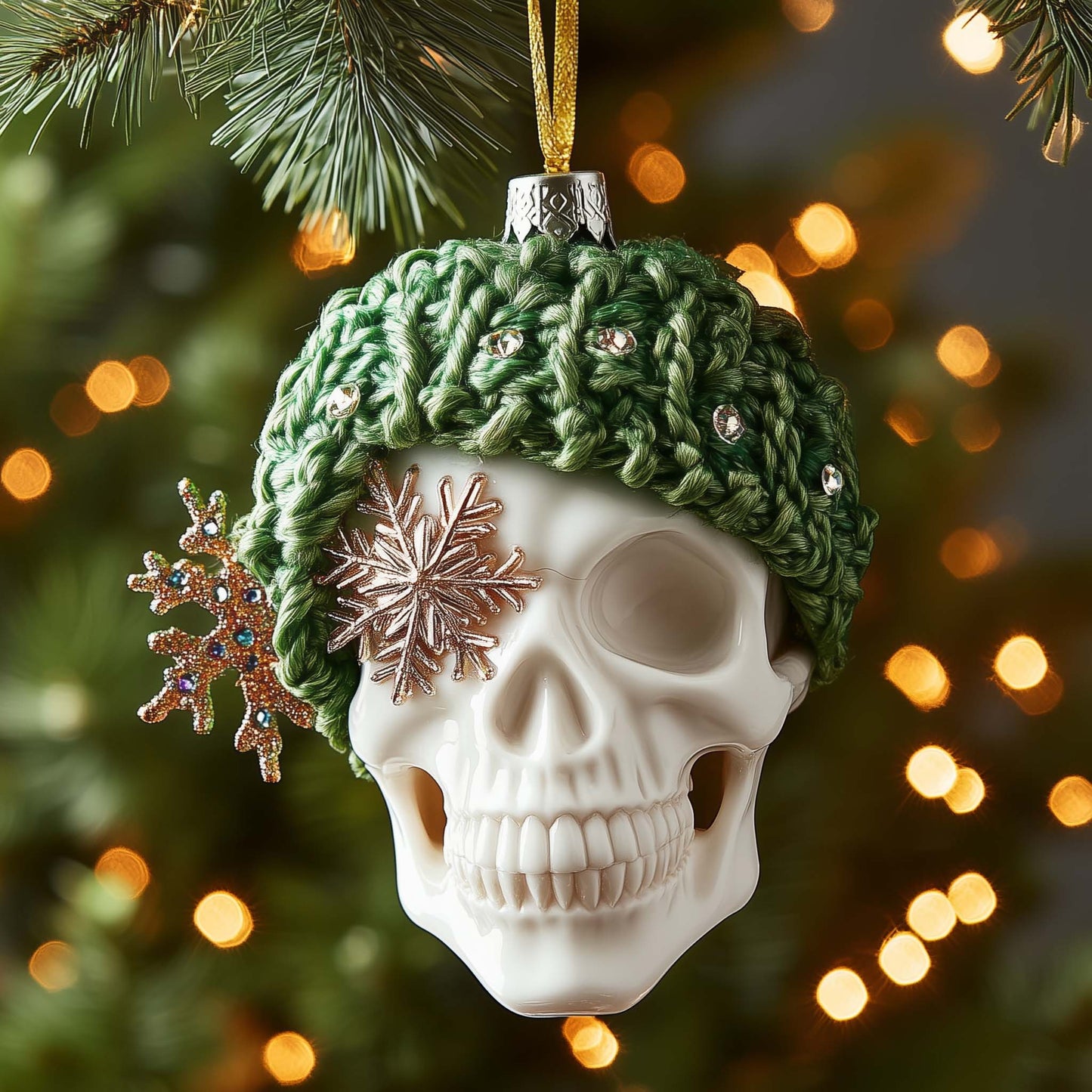 Beanie Skull Christmas Mica Ornament GFSPQM205