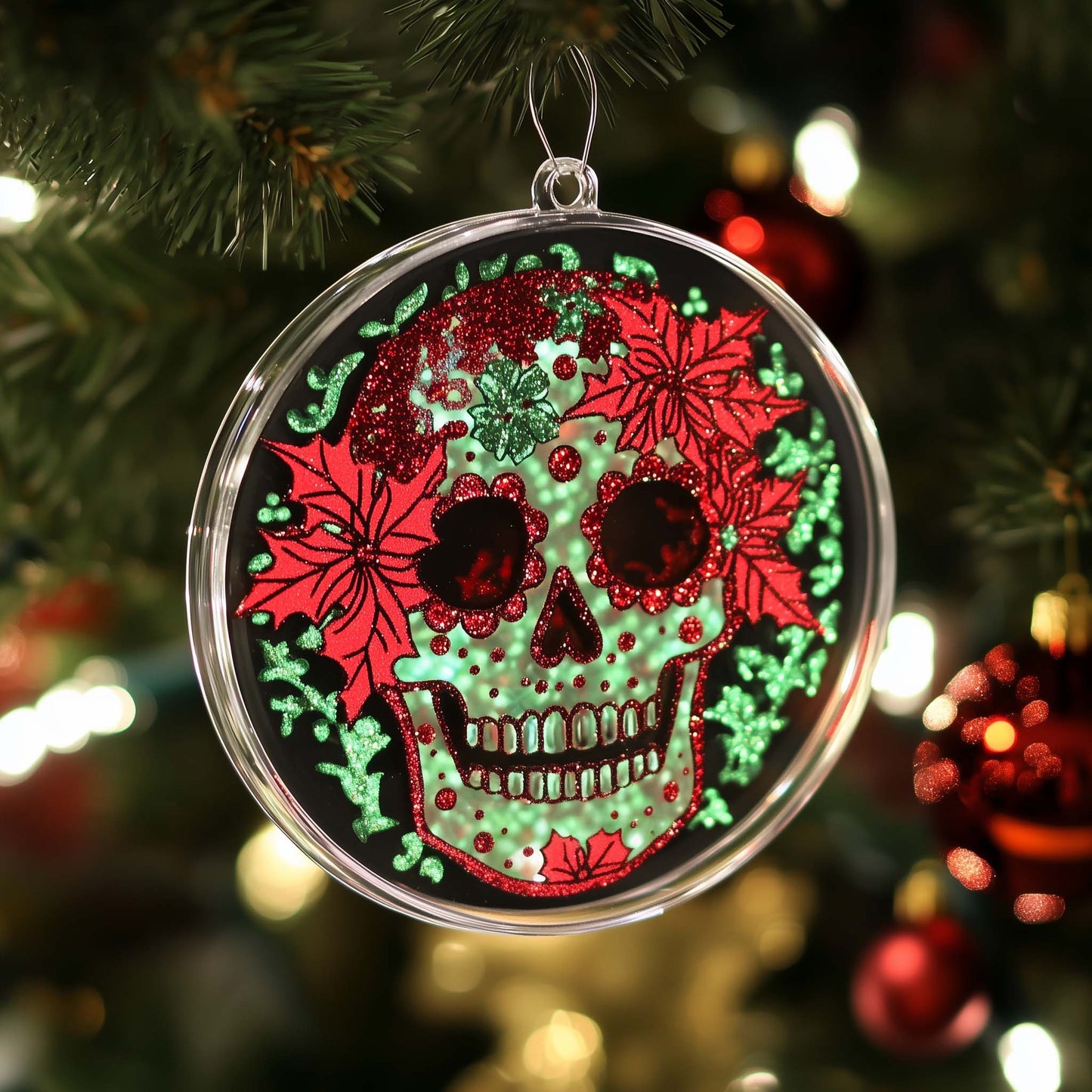Gem-eyed Skull Christmas Mica Ornament GFSPQM211