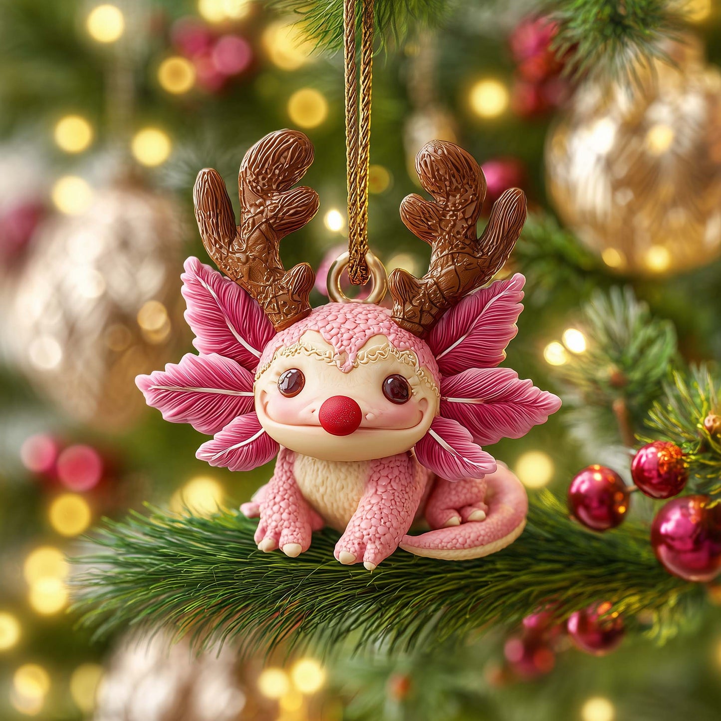 Reindeer Axolotl Christmas Mica Ornament GFSPQM217