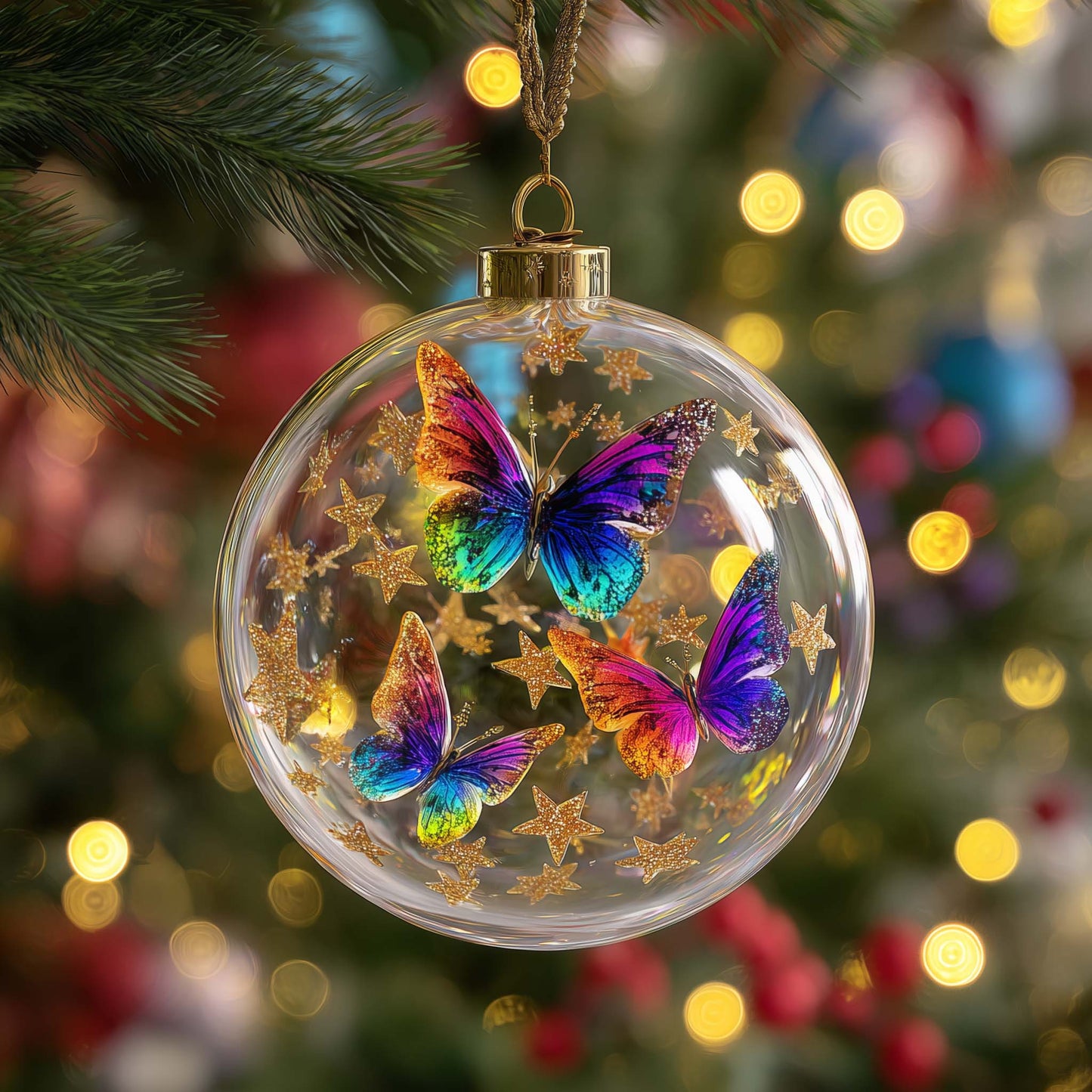Starry Butterflies Christmas Mica Ornament GFSPQM233
