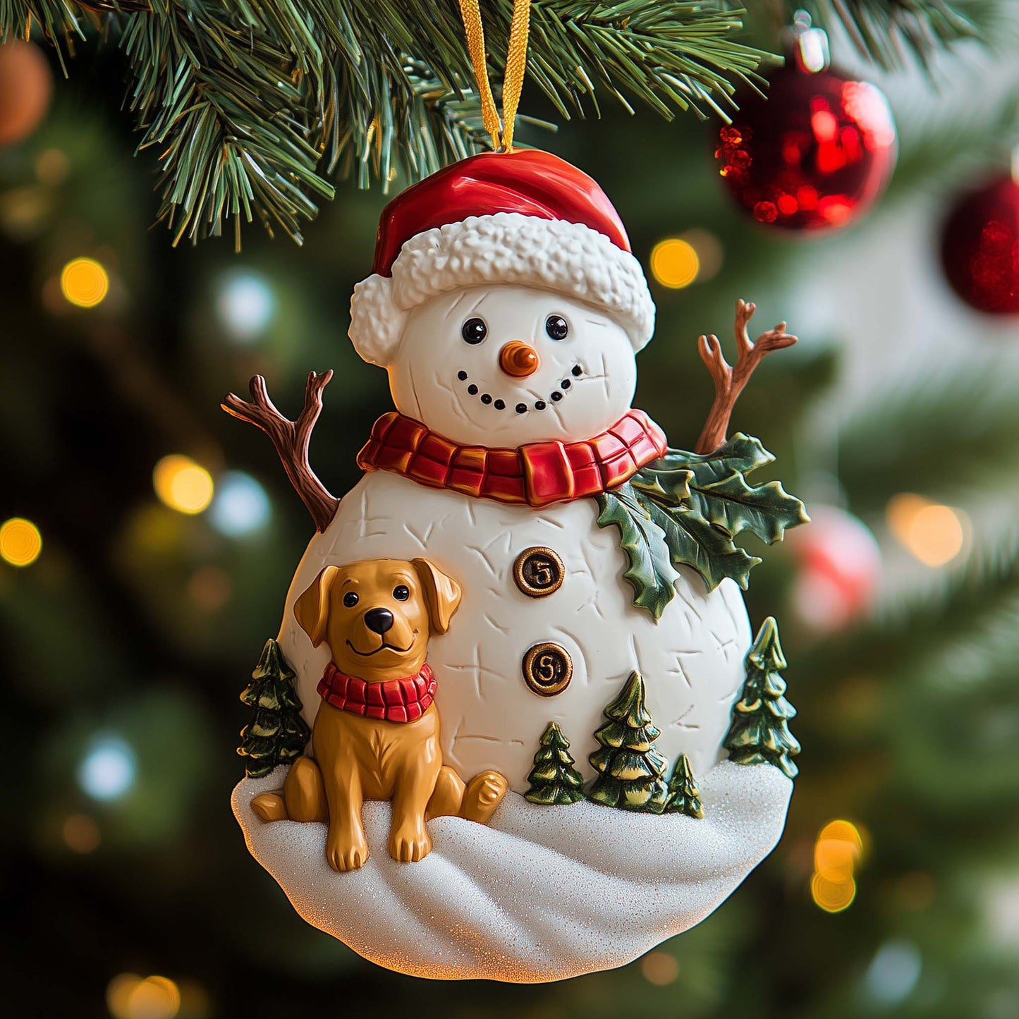 Snowman Pup Christmas Mica Ornament GFSPQM24