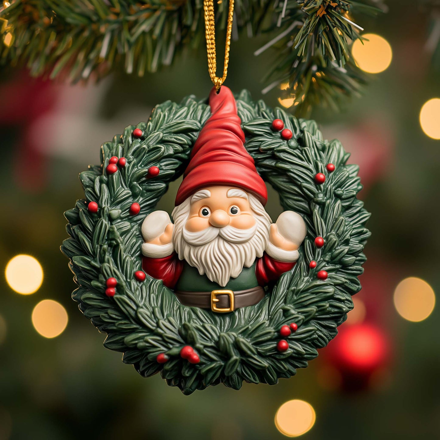 Flower Gnome Christmas Mica Ornament GFSPQM267