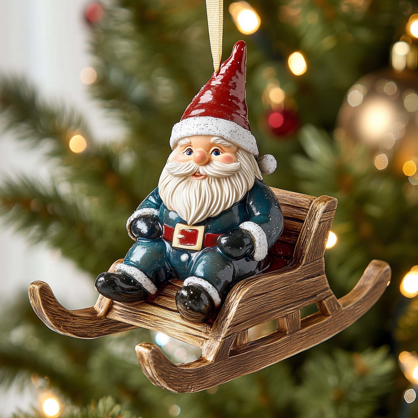 Blue Gnome Christmas Mica Ornament GFSPQM274