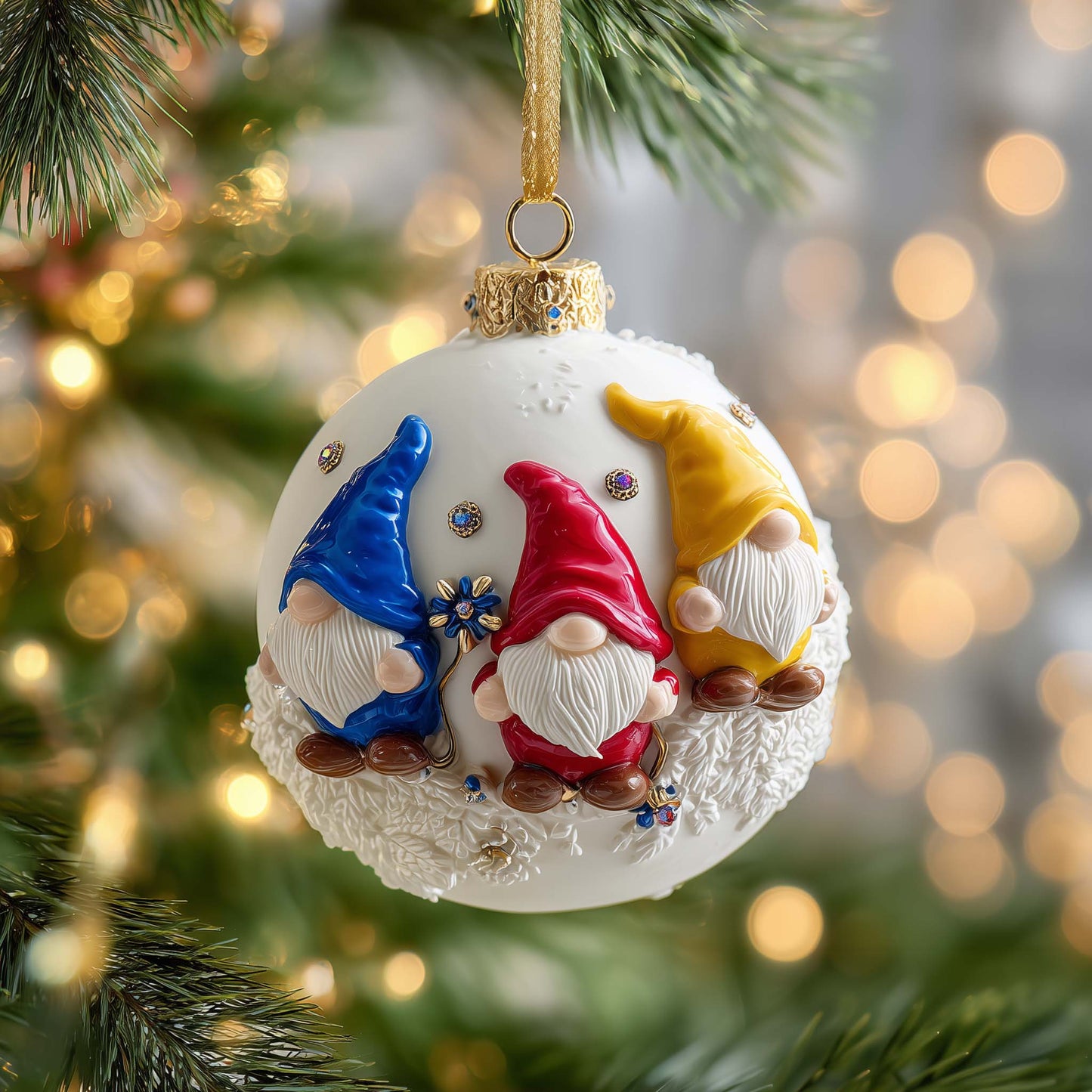 Gnome Trio Christmas Mica Ornament GFSPQM276