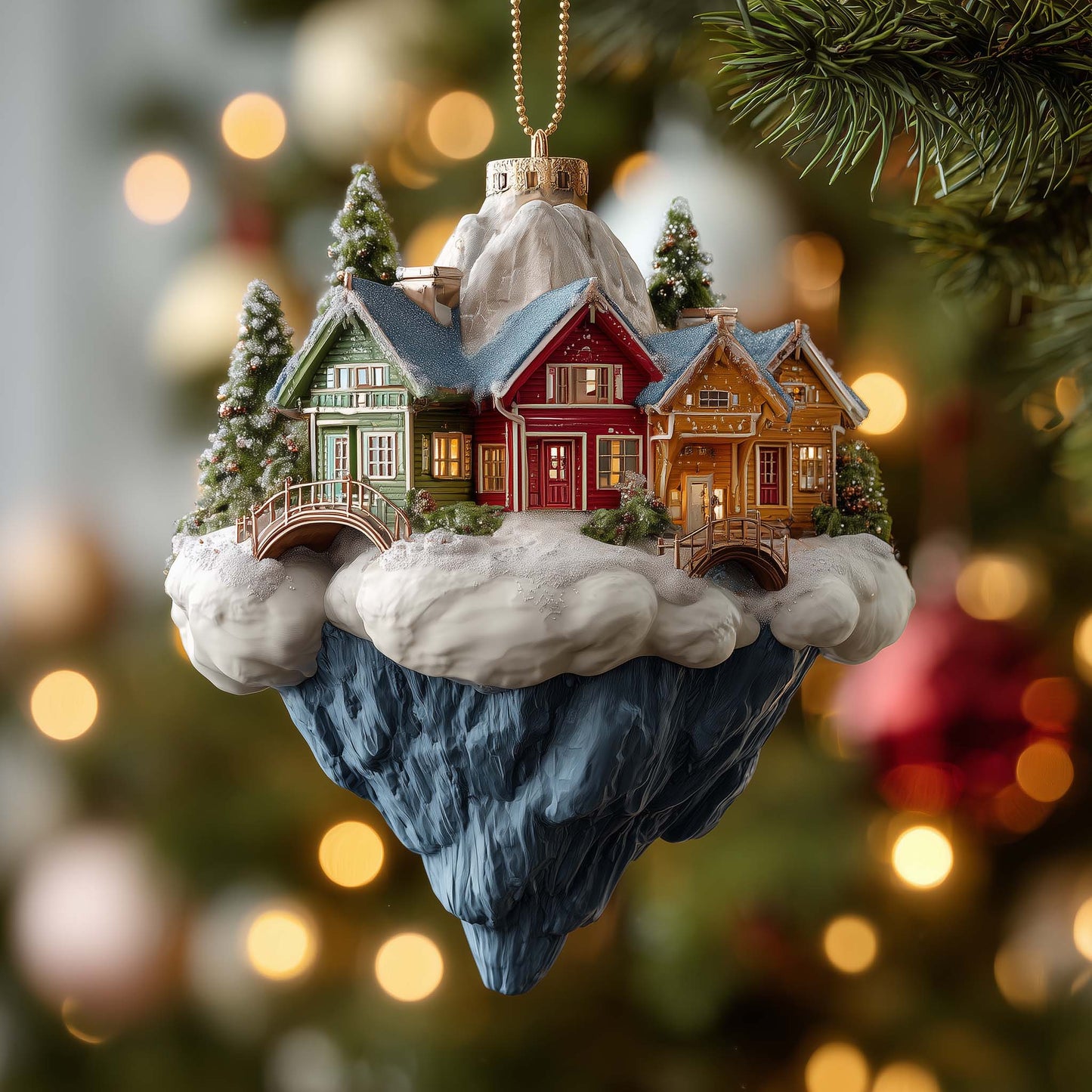 Floating Village Christmas Mica Ornament GFSPQM280